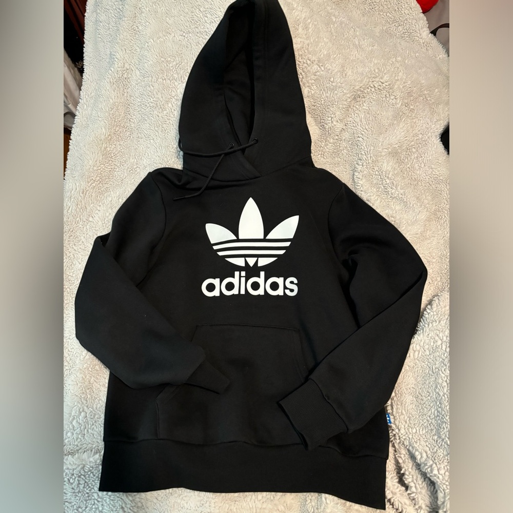 Adidas Black Hoodie with Blue Tag